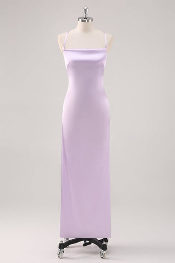Robe formelle simple à lacets dans le fourreau lilas